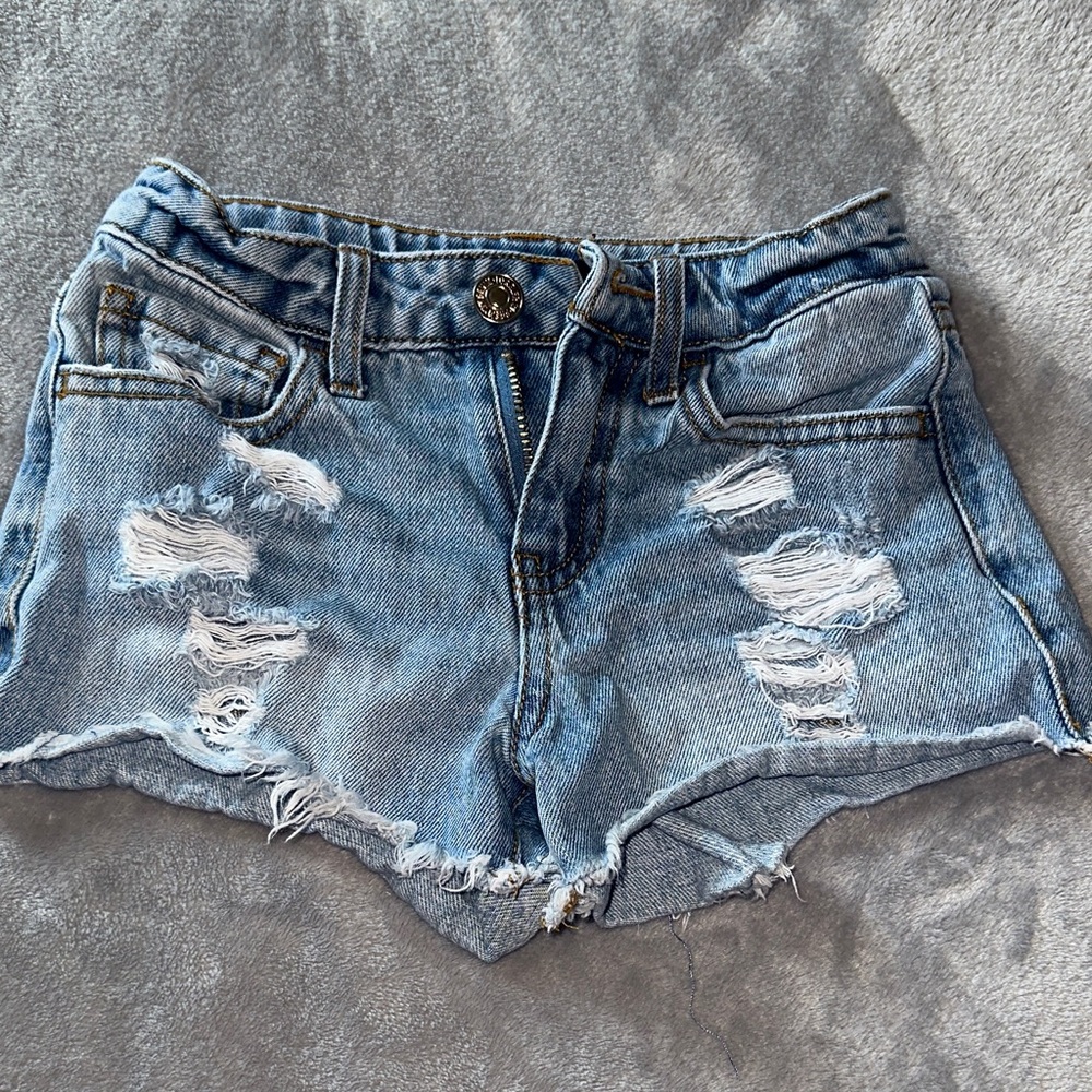 Forever 21 Light Blue Distressed Jean Shorts